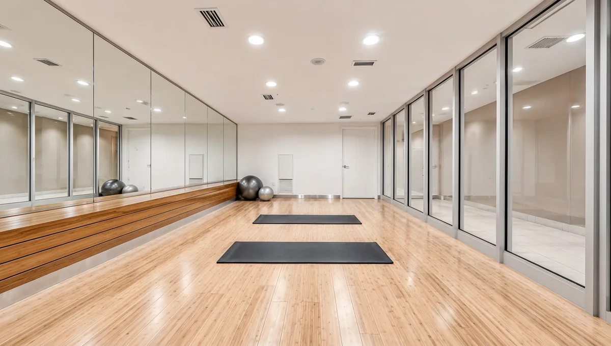 Aerobic Room with mirrors and exercise mats
