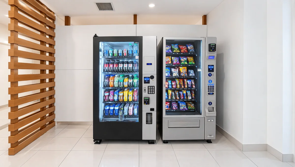 Vending machines with snacks and drinks